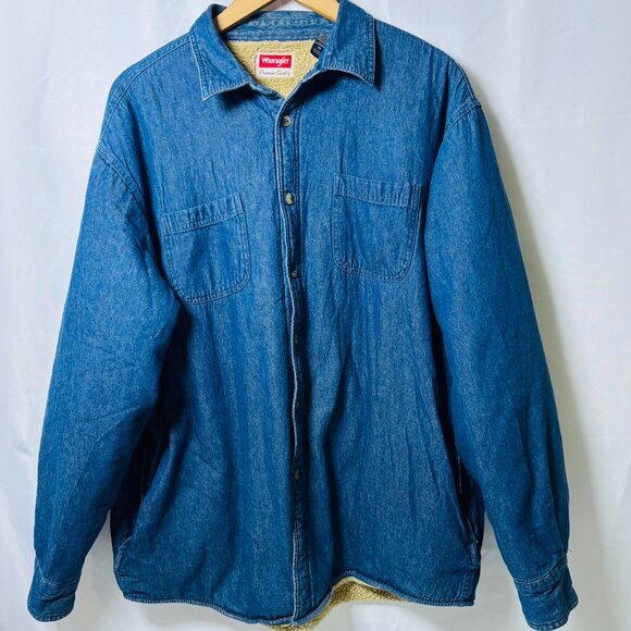 Wrangler Sherpa Lined Denim Shirt Jacket | Country Cool | Men’s XL - Picture 2 of 4